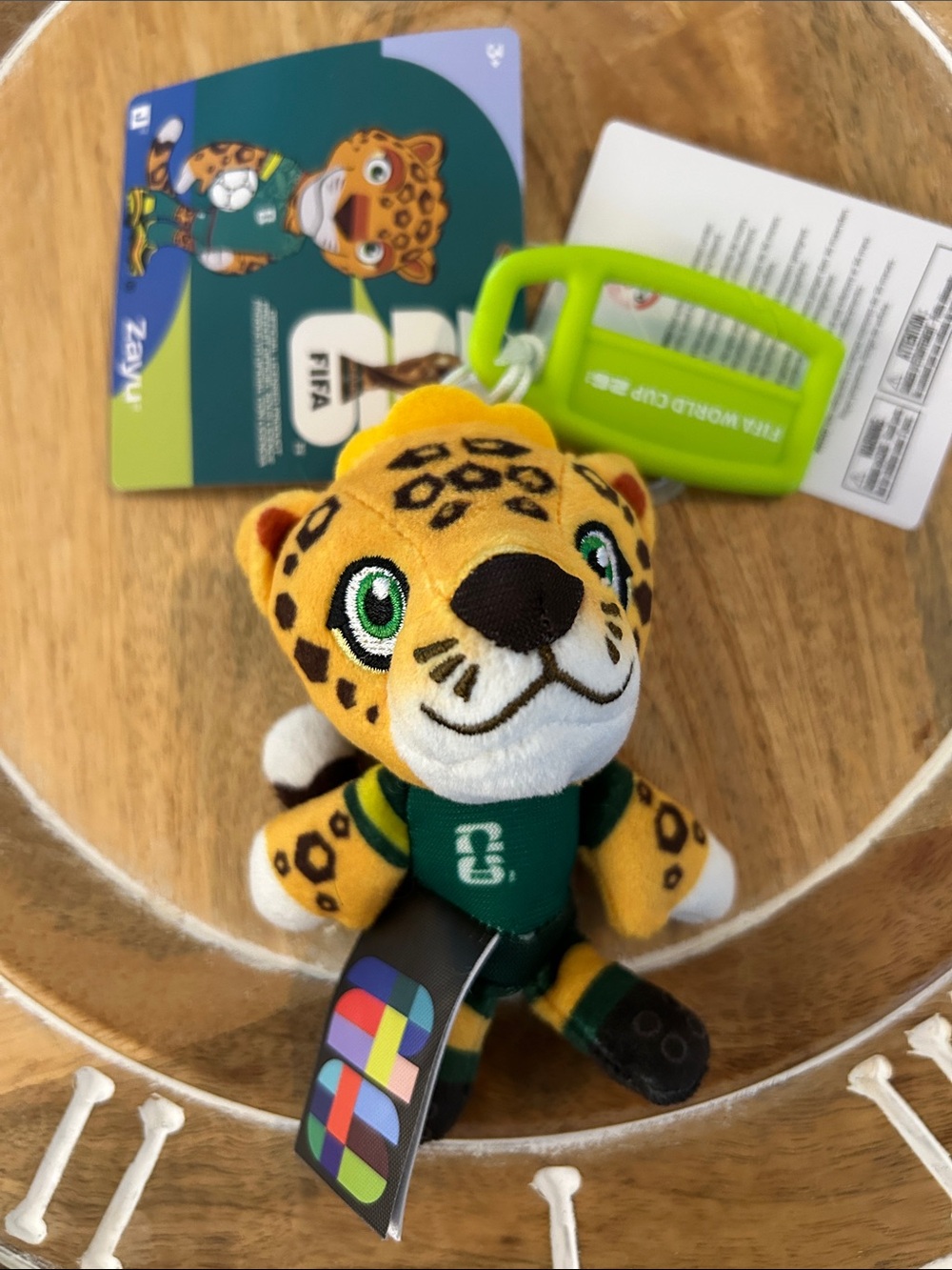FIFA World Cup Zayu jaguar mascot Keychain backpack Clip NEW plushie collectible